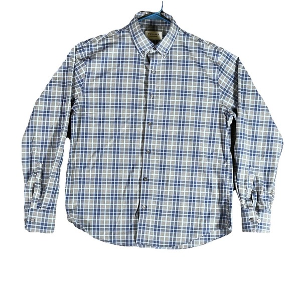 Twillory Untuckable Shirt Button Up Long Sleeve Blue Plaid Mens Size L‎ - Picture 1 of 9